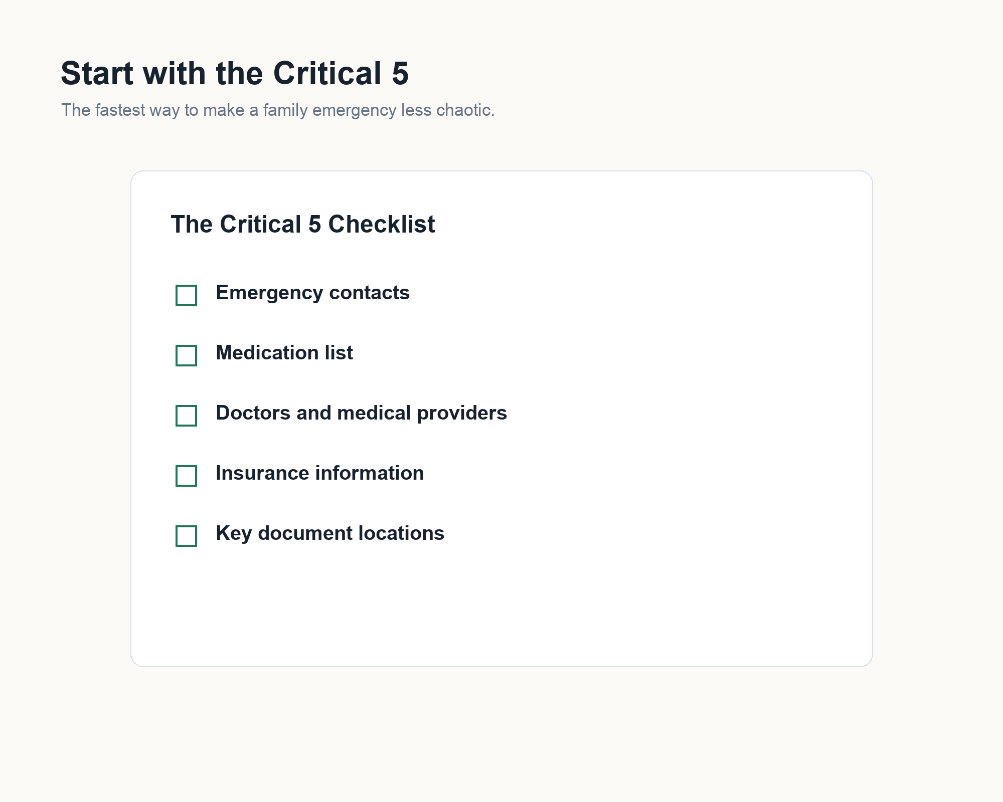Critical 5 checklist preview